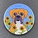 Boxer Dog Sunflower Pinback Button, Retro Pet Portrait Art Gift, Handmade Accessories 2.25