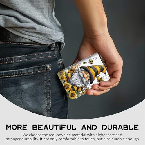 Image of Cute Credit Card Holder with Zipper, Bee Dwarf Sunflower RFID-Blocking Card Case Small Wallet for Women Men, Multi-slot Card Organizer Case Travel Accordion Wallet