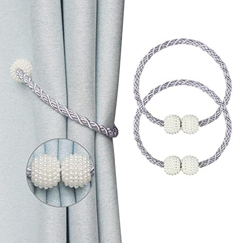 Nieffeiy Magnetic Curtain Tiebacks Convenient Curtains Drape Ties Backs Weave Rope Curtain Holdbacks for Outdoor Window Draperies