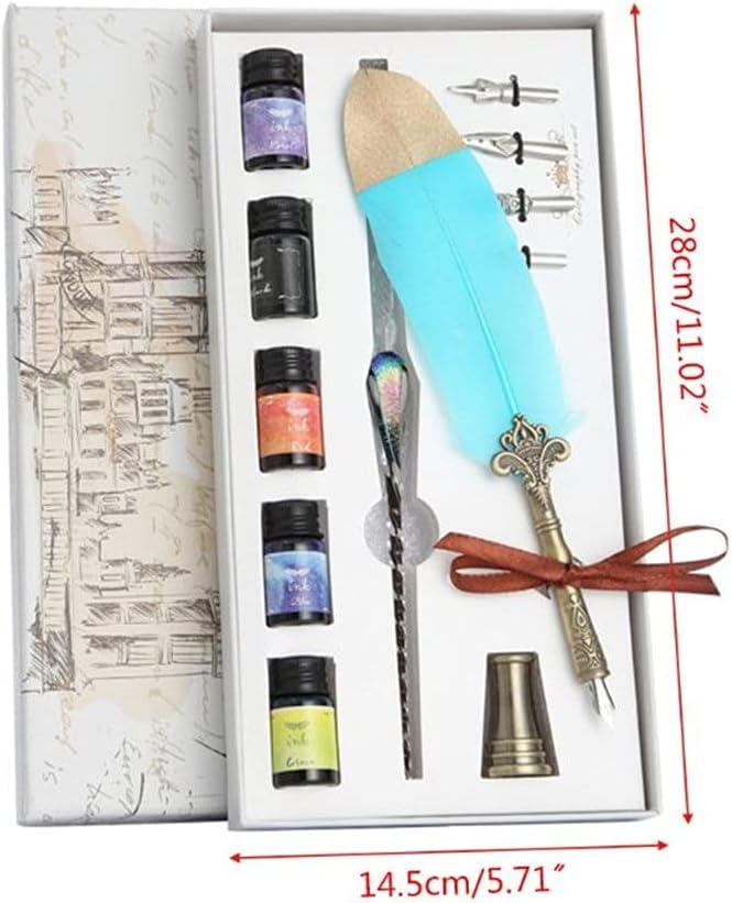 1 Set Vintage Calligraphy Dip Pen Fountain Writing Ink Nib Stationery(A)