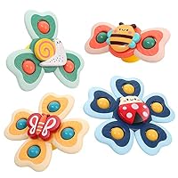 Lot De 4 Jouets à Ventouse Vanmor Pour Bébé – Animaux, Hochets, Plateau Chaise Haute, Bain, Voyage – Dès 6 Mois