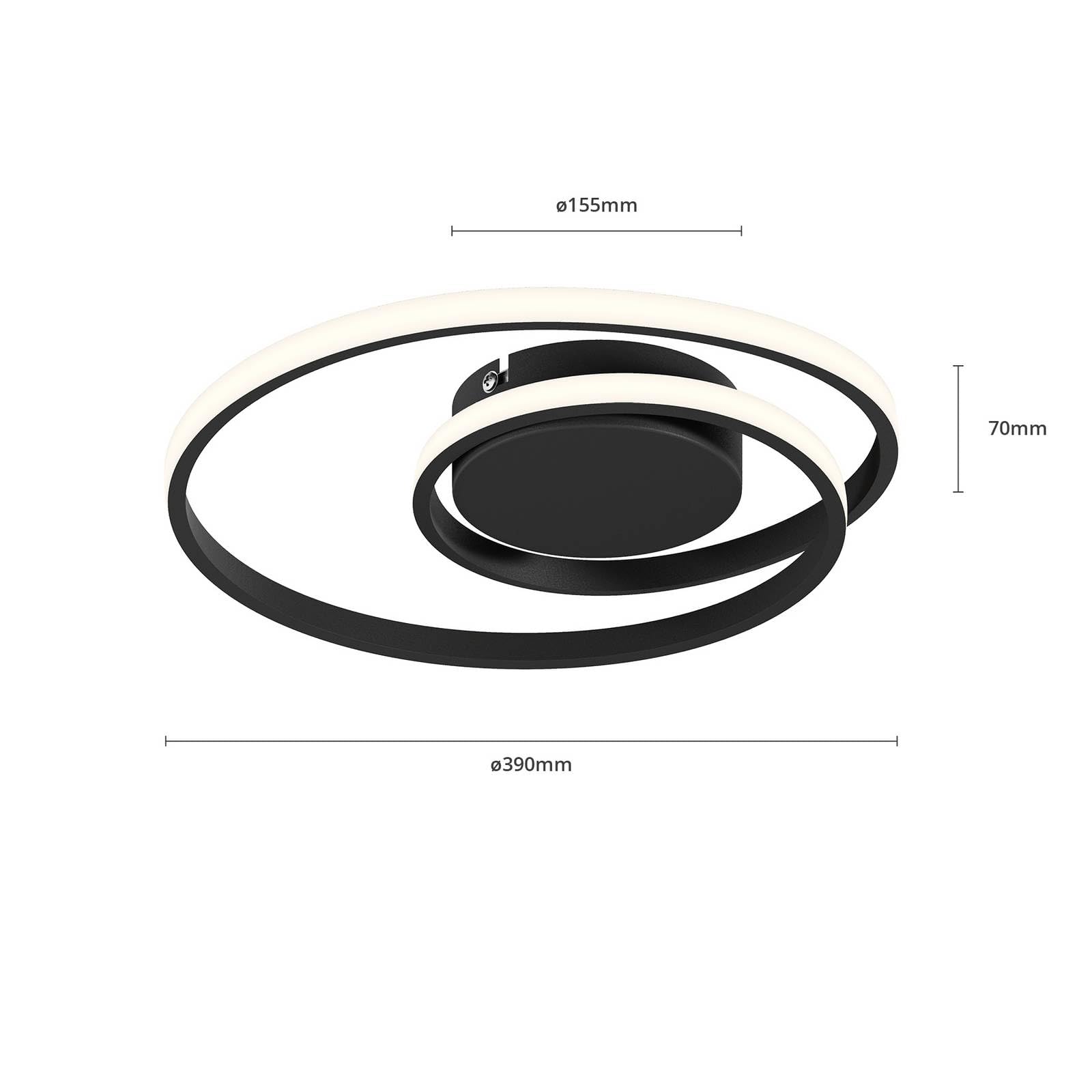Lindby Bombillas LED lámpara de techo en negro, plafón redondo | lámpara de salón, moderno, 3000 k blanco cálido, de aluminio para comedor, pasillo, sala de estar, salón