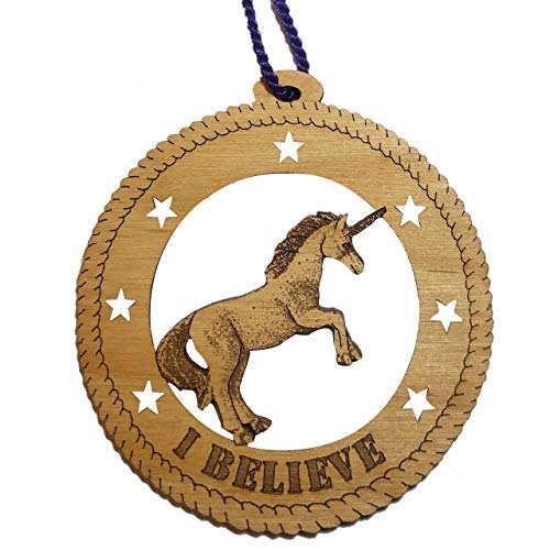 Jolette Designs Unicorn Decor Christmas Tree Ornament, Unique Wooden Decoration Gifts For A Birthday Party for Girls and Boys. 3.25X3.25 Made In USA. Great Gift For Incentives, Xmas. With Hanging Cord