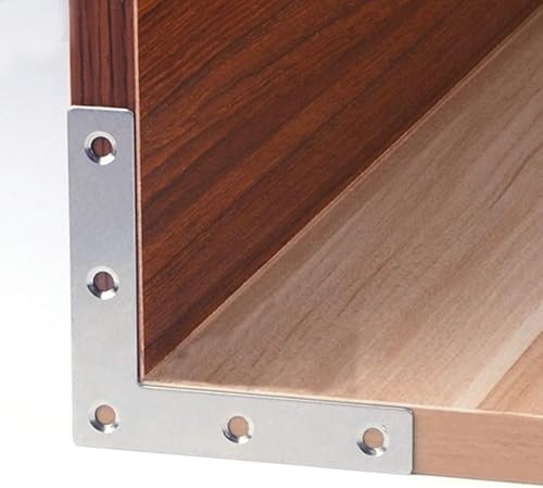 Miniatura 3 de Soporte de esquina plano en forma de L, 10 unidades de 3.150 x 3.150 in, placa de reparación de esquina de acero inoxidable en ángulo recto,