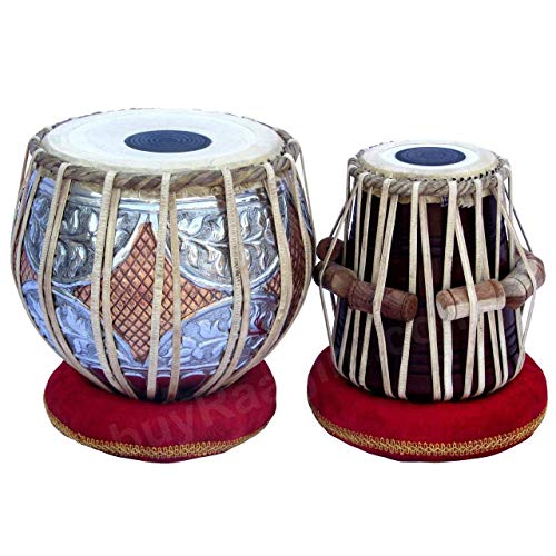 Tabla ensemble de percussion en cuivre et sheesham indien de concert