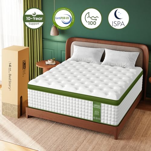 Image of BedStory Medium Firm Cal King Mattress 13 Inch, Hotel Collection Hybrid Mattresses -Targeted Lumbar & Shoulder Support for Back Pain Relief, Fiberglass-Free, CertiPUR-US Certified, 365-Night Trial