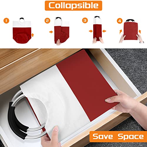 Image of BlissTotes 90L Laundry Basket, Freestanding Collapsible Hamper, Red | Collapsible Dirty Clothes Hamper, Foldable Laundry Bag for Dorm, Waterproof Fabric, Padded Aluminum Handles