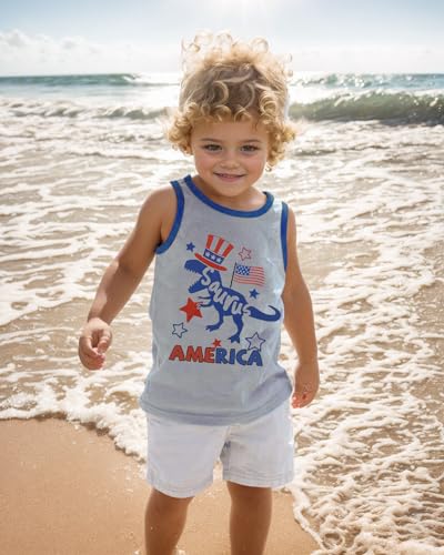 4th of July Tank for Boy Girl American Flag Shirts Kids Patriotic Outfit Independence Day Sleeveless Tops 2-7T2