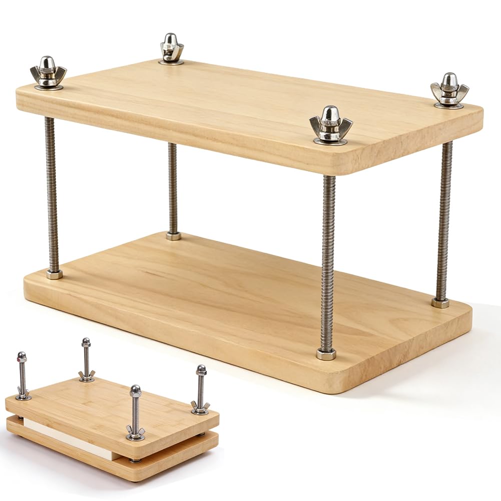 Buchpresse, Holz Buchbinder Set, 30x20cm Buchpresse Papierpresse, Multifunktionale Manuelle DIY-Buchbindeetiketten Holzformfaktor Polsterpresse Für Zuhause Schule