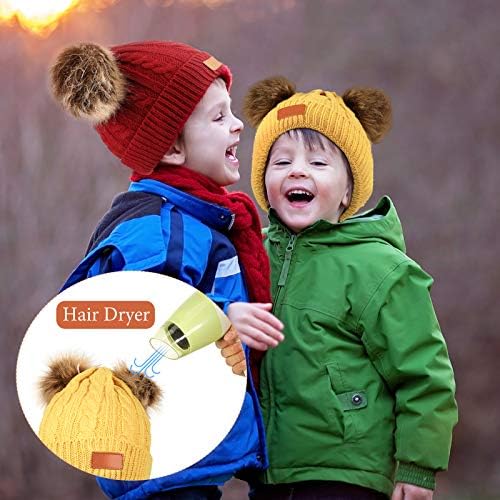 Geyoga Kids Toddler Winter Pompom Hat Baby Knitted Beanie Hat Faux Fur Pom Beanie Cap for Girls Boys 1-3 Years Old - Image 5