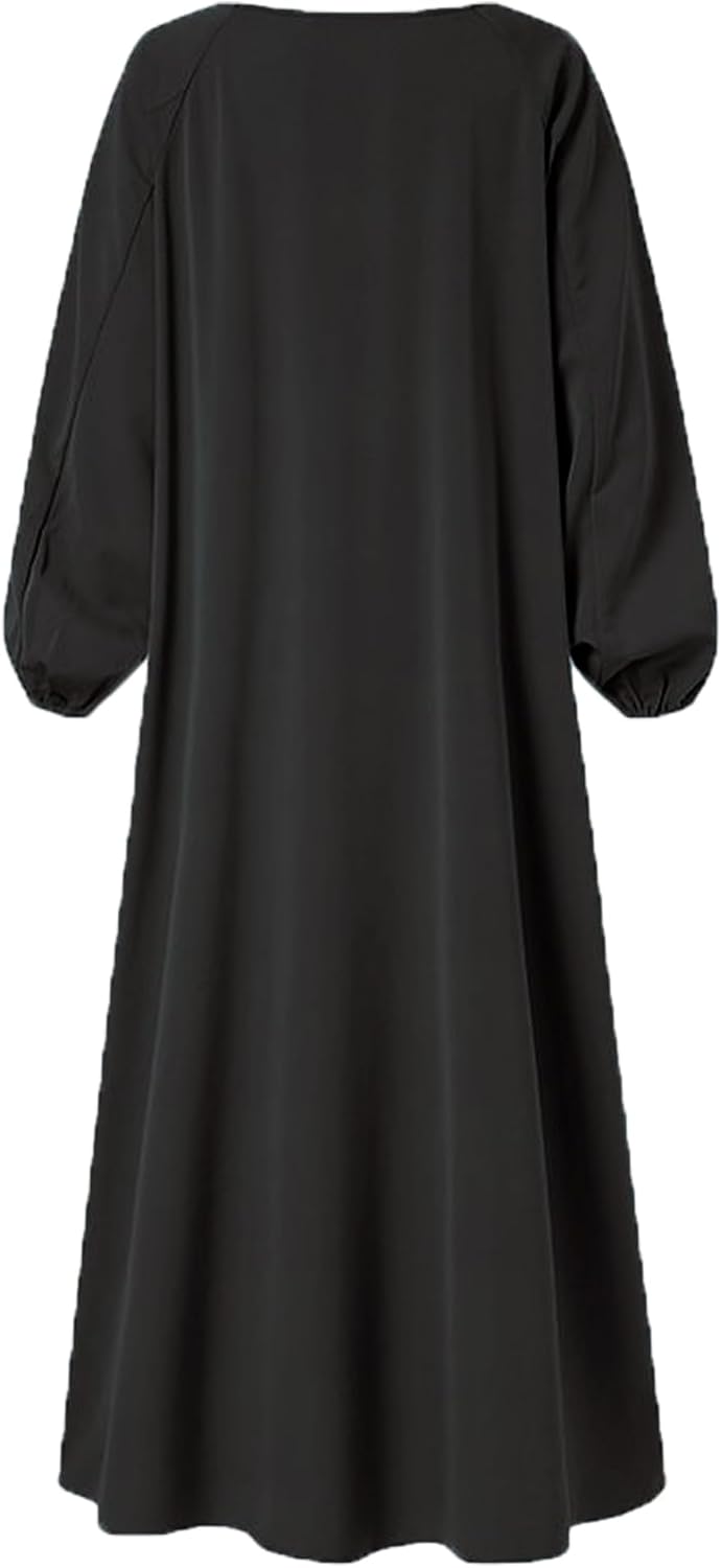 WSPLYSPJY Solid Color Muslim Dress for Women Long Lantern Sleeve Islamic Abaya Duabi Kaftans Robe Prayer Clothes - Image 3