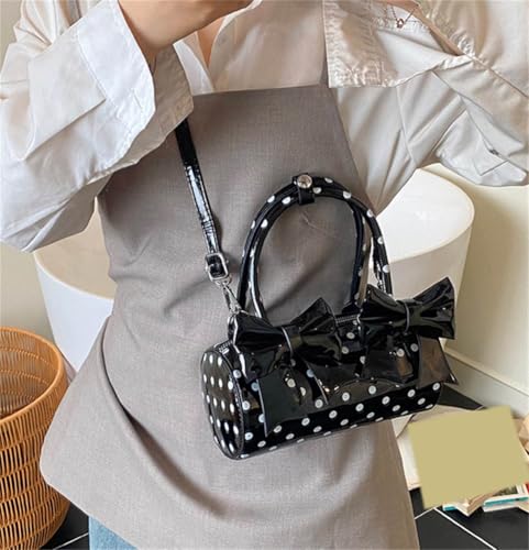 Polka Dot Crossbody Bags for Women Round Boston Bag Glossy Purses for Women Satchel Handbag Cute Mini Bucket Bag 2025 Trendy2