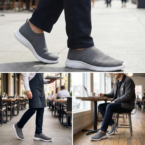 Image of TIOSEBON Men's Slip On Walking Shoes Arch Support Knit Mesh Lightweight Casual Comfortable Gym Workout Running Tennis Travel Standing Sneakers