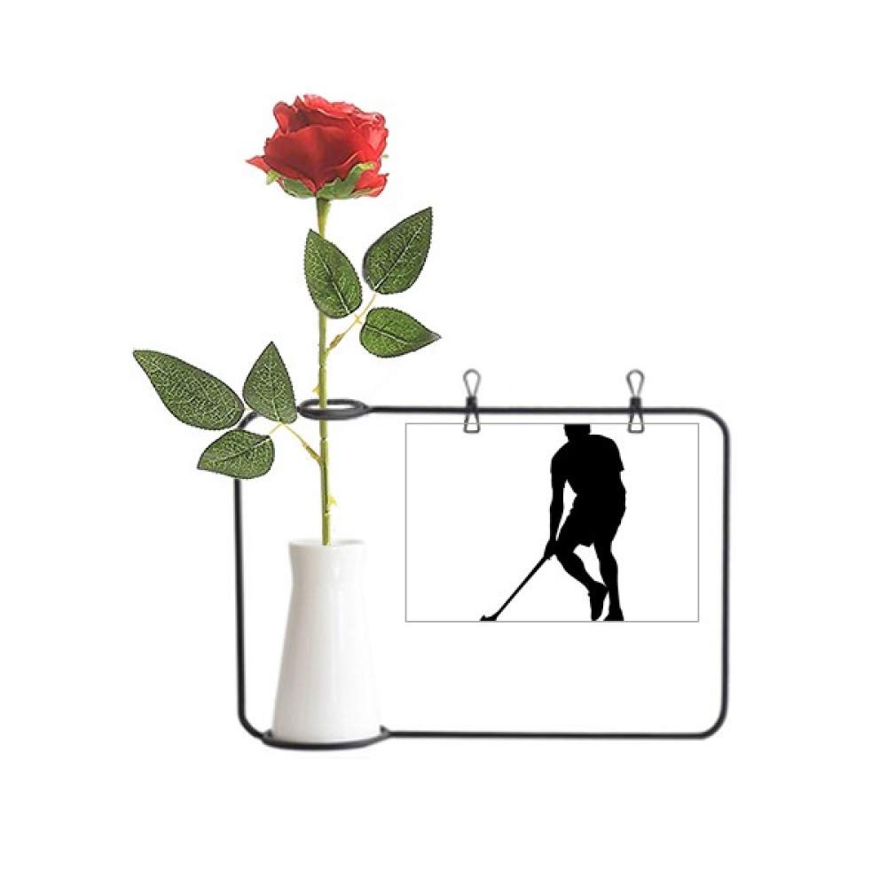Rose artificielle rose en vase suspendu durable pour club de hockey et sport