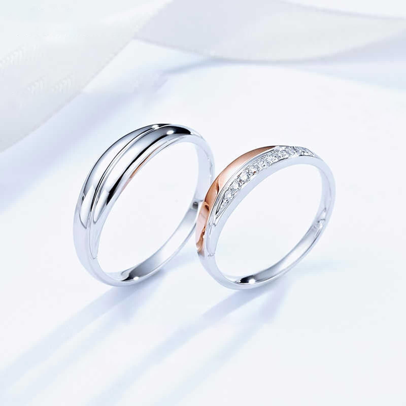 Alianzas de plata Promise para hombre, anillos de boda de oro blanco de 9 quilates, talla 66 (21.0)