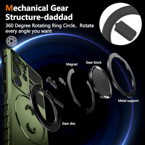 Coque Samsung S25 Ultra magnétique rotative 360 antichoc vert - 4