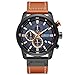 Men Leather Strap Military Watches Men's Chronograph Waterproof Sport Wrist Date Quartz Wristwatch Gifts