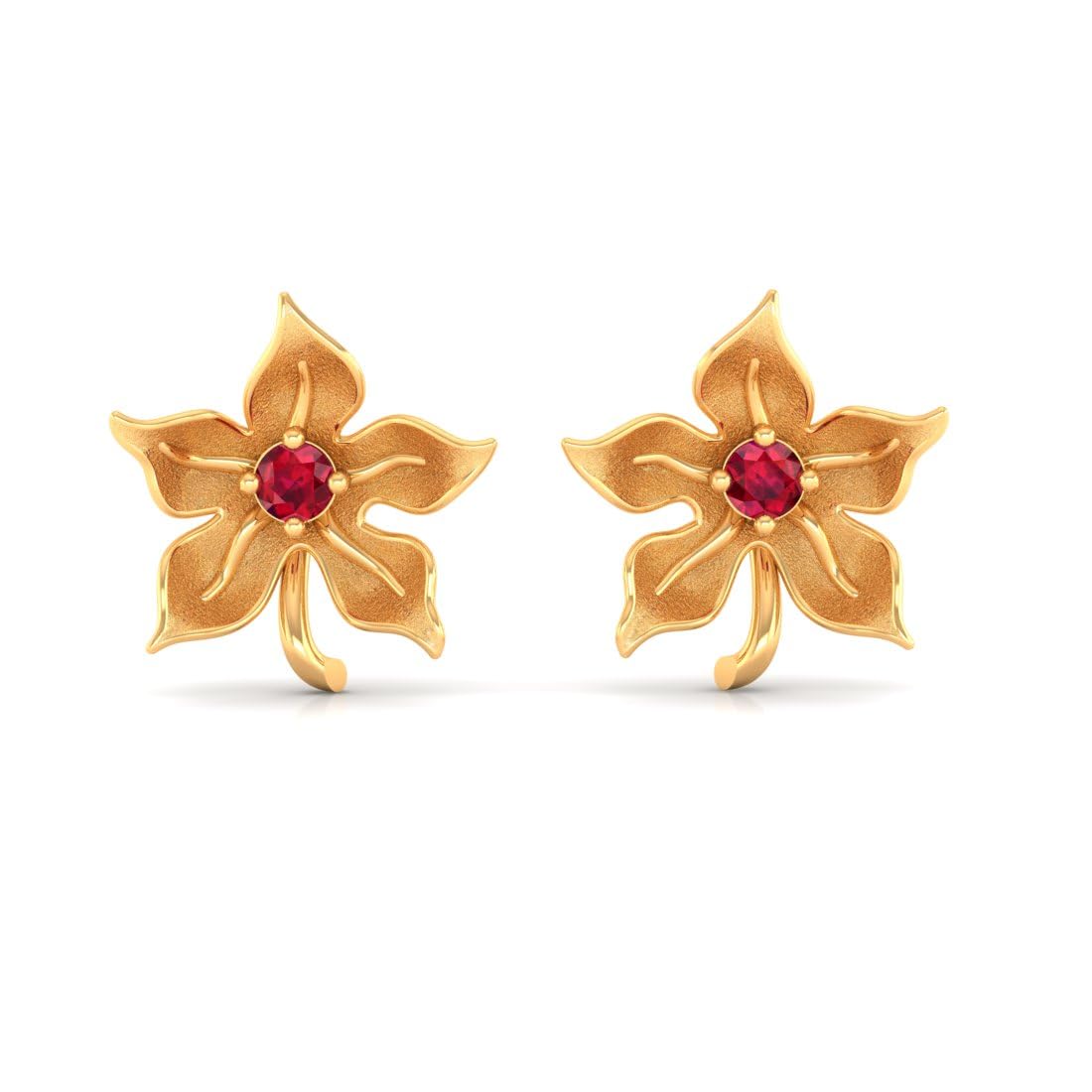 14k Gold Radiant Blossom Stud Earrings With Intricate Floral Designs For Women & Girls - 0.55 Gram-image-38