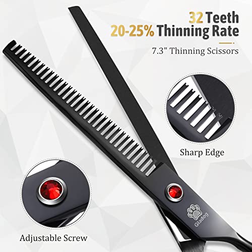 Image of Dog Grooming Scissors Kit with Safety Round Tips, GLADOG Professional 5 in 1 Grooming Scissors for Dog and cat