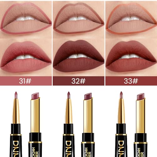 Image of evpct 3Pcs Matte Lip Liner and Lipstick Combo Set Kit for Women, Magic Lipstick 24 Hours Original Lip Liner Makeup Stain Gloss Plumper Long Lasting Waterproof and Smudge Proof labial,31#32#33