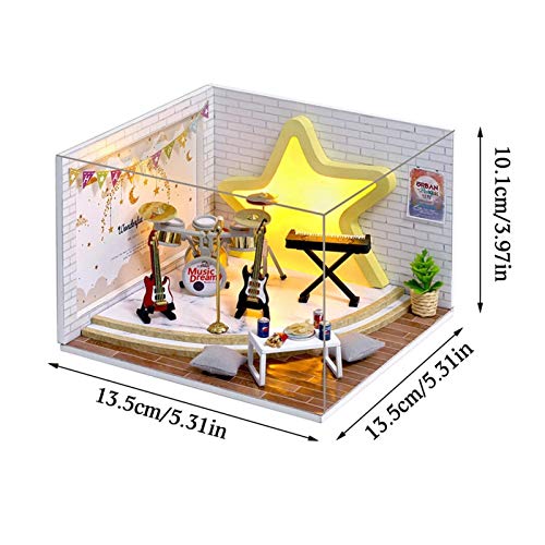 FLYTYSD Puppenhaus Miniatur Puppenhaus Kit DIY Holz Puppenhauszubehör Mit Möbel Set Spielzeug Plus Staubschutz Cover… – Bild 8