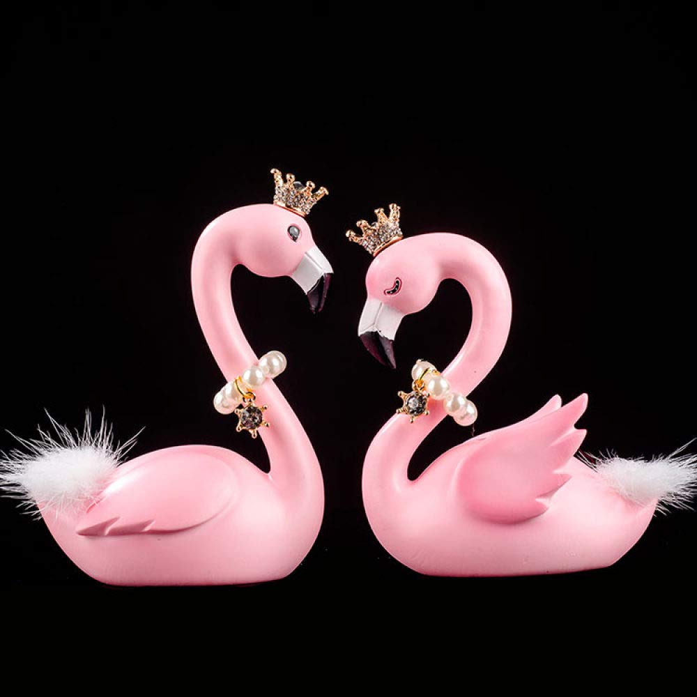 Mignon Creative Simple Résine Couples Flamingo : petites figures artisanat pour déco de maison