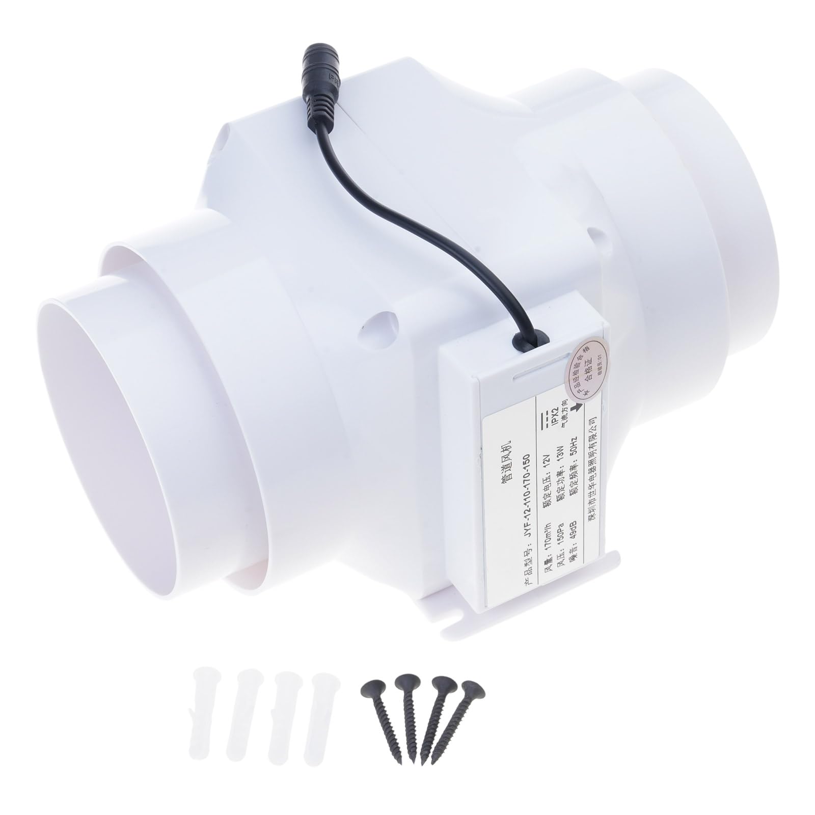 Tsophreniq 12V 5.5X2.1mm 4Inch Inlines Duct Fan For Greenhouse Bathroom Kitchen And Hvac Systems Bathroom Exhaust Fan