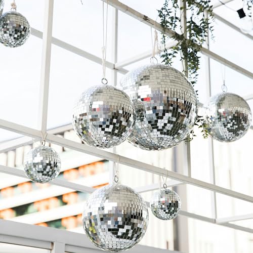 4 bolas espejadas pequeñas de 7 pulgadas, pack de 4 unidades, perfectas para efectos de luz DJ miniatura 4
