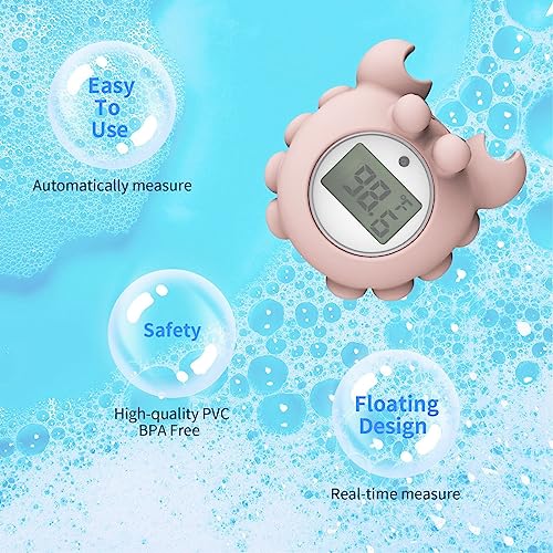Termômetro de bebê, termômetro de banho de bebê em forma de caranguejo display LCD ABS flutuante pre