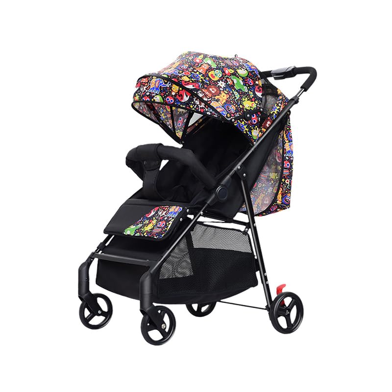 Moppets Feather-LITE Baby Stroller & Pram | Single Hand Folding, Suspension Wheels, Travel Friendly Pram for Newborn, Toddlers Boys & Girls - 0 to 3 Yrs (Sit & Lie Down) Modern Black (Modern Black)-image-30