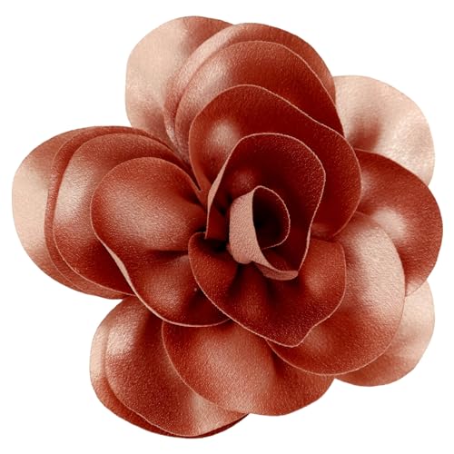 Image of Dainty Satin Fabric Flower Brooches for Women Large Rose Floral Brooch for Party Dance Wedding Banquet Elegant Camellia Fashion Brooch Pin for Women Girl 5.5inch