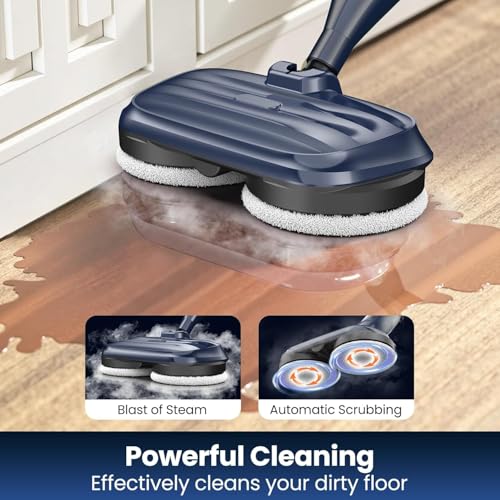 Image of DEVOAC VM6 Scrubbing Steam Mop with Rotating Mop Pads, 10 in 1 Steam Mop, Lightweight Spin Mop & 3 Steam Modes for Hard Floor Laminate Marble Floors (Ink)