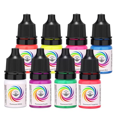 TTOOGO Fluoreszenz Tattoo Tinte Set UV -Glühfarbpigmente für Muster -Hervorhebung und -modifizierung, hautsichere 5ml -Flaschen,8 Colors