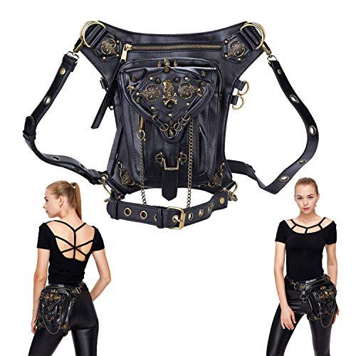 DM201605 Vintage Steam Punk Rock Retro Gothic Skull Waist Pack Shoulder Bag Wallet for