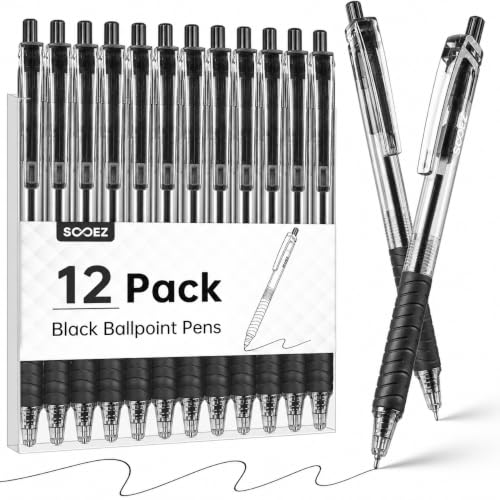 Image of Sooez 12 Pack Bulk Pens Ballpoint, Smooth Writing pens with Soft Grip