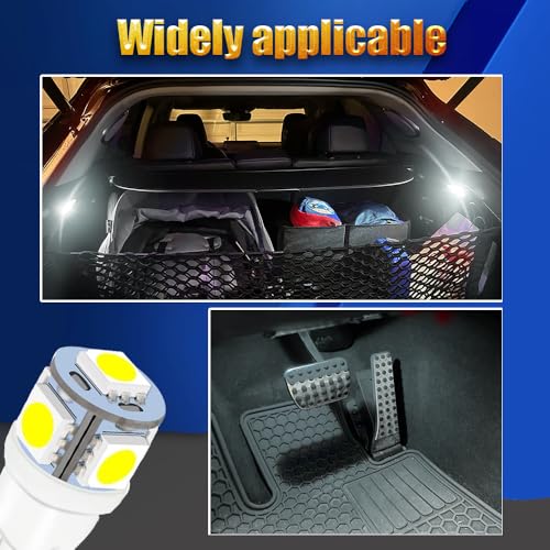 2PCS 194 LED Bulb Luz Placa T10 W5W 12V 5SMD 5050 Blanca miniatura 4