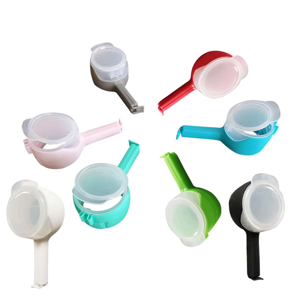 SUMPIGGER 8Pcs Seal Storage Bag Sealing Clip with Plastic Cap Pour Spouts Food Moisture Sealing Clamp