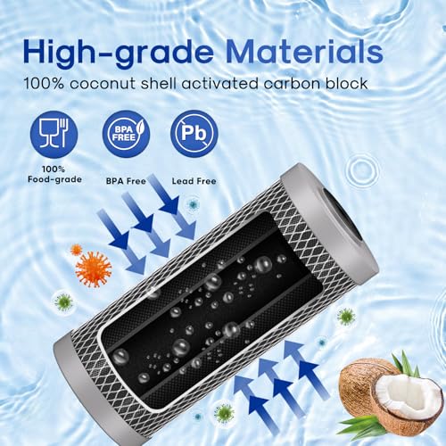 Image of ICEPURE 5 Micron 4.5 inch x 10 inch CTO10BB-CQB Whole House Water Filter Upgraded Coconut Shell Activated Carbon Lead Removal Water Filter Replacement for Home, 2PACK