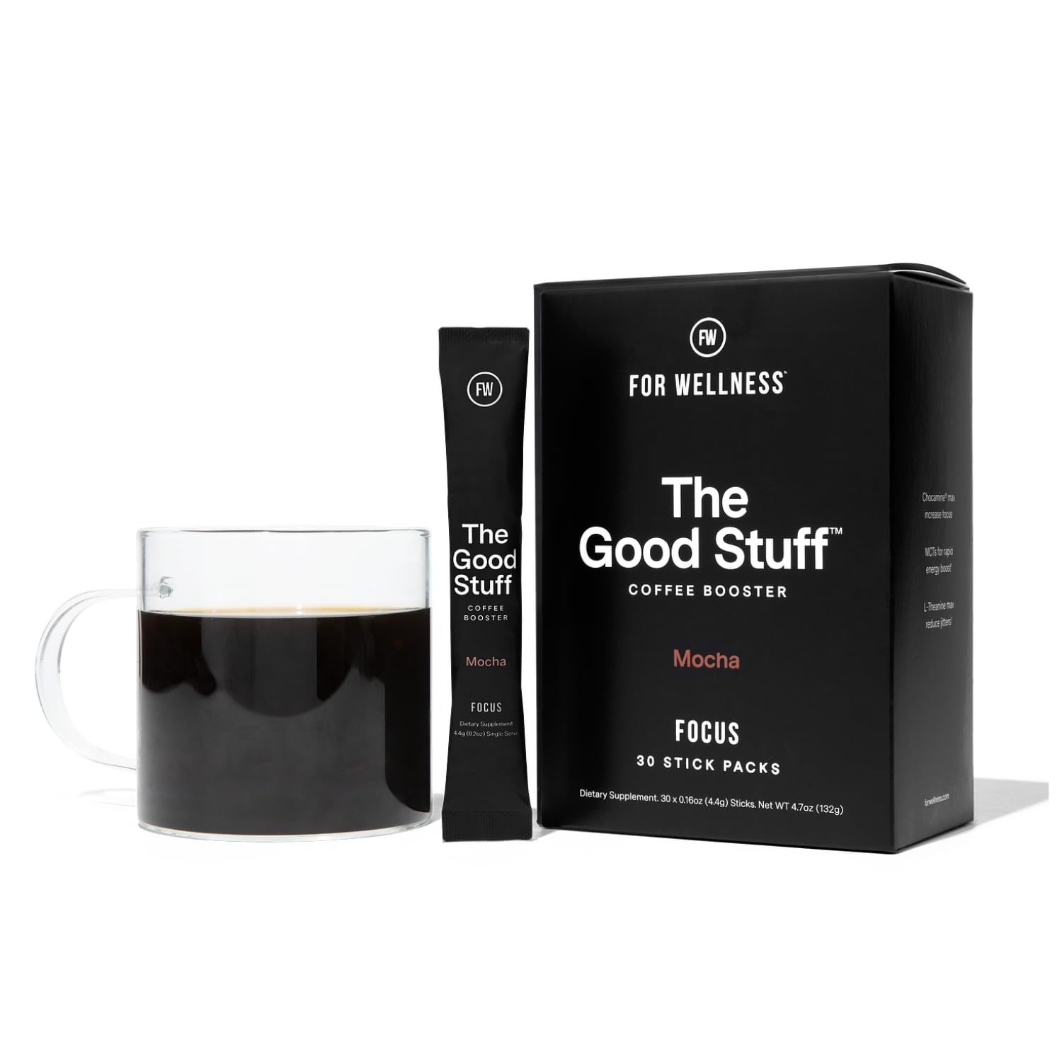 For Wellness The Good Stuff Focus – Mocha Coffee Booster | Nootropic Collagen Creamer with MCTs for Focus, Energy & Wellness | Non-Dairy, Keto-Friendly, 30 Servings