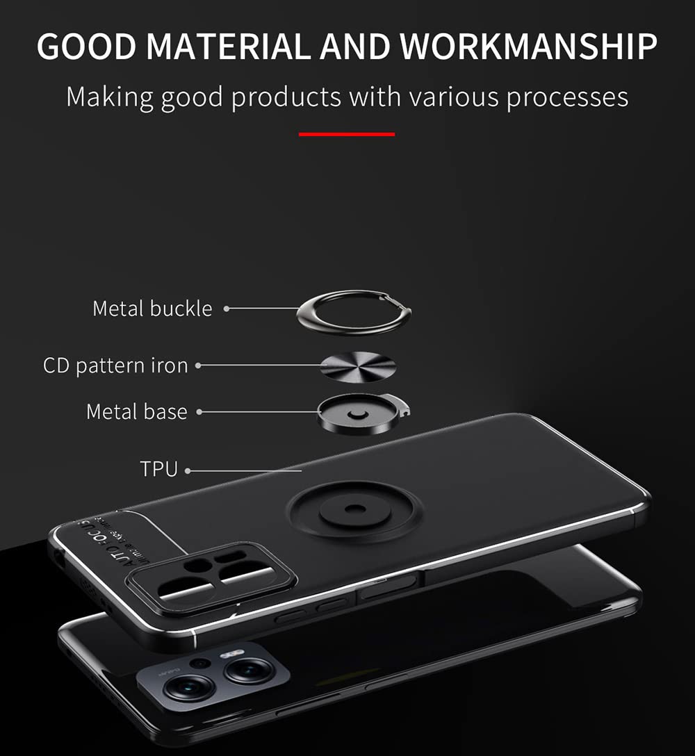 Cover Armor Per Xiaomi Poco X4 GT 5G – Custodia TPU+PC Antiurto Con Anello Supporto – Rosso