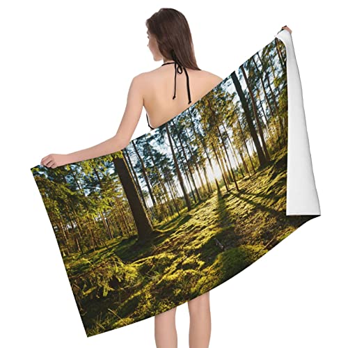 Lynsay Nature Forest Printed Bath Towel, Super Soft, Lightweight, High Water Absorption And Quick Drying Super Fiber Bath Towel #TOP7