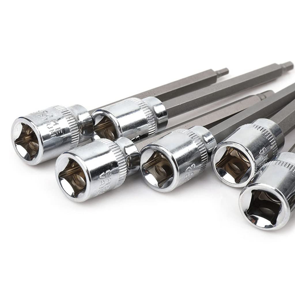Extra Lange Steckschlüsseleinsätze M5–M14 7-teilig – 110 Mm, 3/8" Antrieb, Für Schwer Zugängliche Stellen