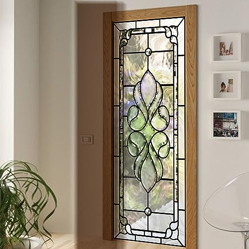 Neukids Vintage Iris Türfolie Selbstklebend,Abziehen und Einfügen Buntglas türen klebefolie,Innentür dekorative Kunst Glastür Aufkleber,2 Bände türfolie selbstklebend 38.6x200