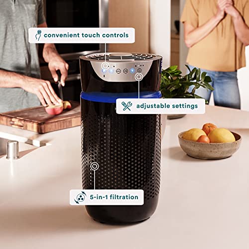 Homedics 5-In-1 Uv-C Air Purifier - 360-Degree Hepa Filter For 170 Sq Ft, Air Purifiers For Bedroom And Home With Essential Oil Pads And Built-In Timer, 3 Speed Settings For Small Rooms, Black #TOP2
