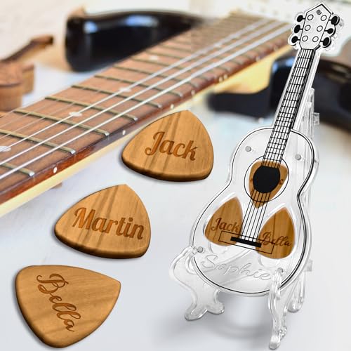 Personalized Guitar Pick Holder Case, Guitar Pick Display Custom Name Text Acrylic Guitar Picks Box Accessories Customized Gift for Bass Ukulele Guitar Players Guitarists Music Lover