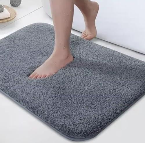 Microfiber Bathroom Mat,Door mat Floor mat Super Absorbent, Non-Slip, Grey, 40X60cm-image-46