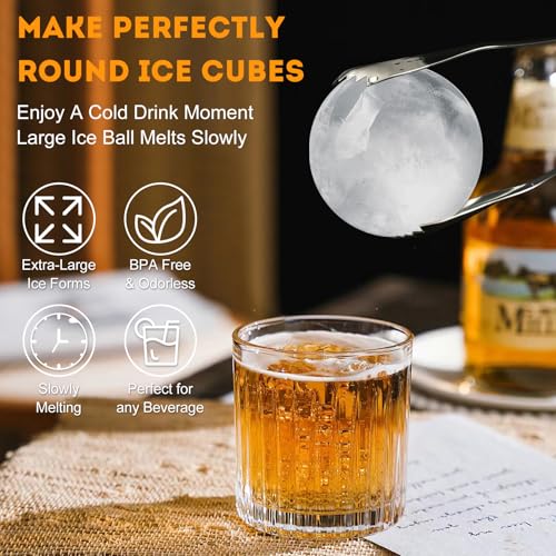 BOCHION Großkalte Eiswürfel Kugel für Whiskey - BPA Freier Silikonschutz, Schwarz