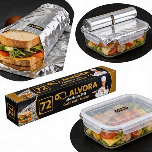 Image of Aluminium Foil Paper 72 Guaranteed Heavy Duty Durable Kitchen Foil Roll for Cooking Baking Grilling Packing and Insulating Food Safe High Quality Food Wrap Use (72)