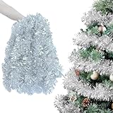 Naturezhen Ghirlanda Natalizia 18m Lucente, Morbida e Riutilizzabile, Decorazioni Albero di Natale per Albero, Porta, Camino, Scale, Ghirlanda Tinsel Metallica per Decorazioni Festive (Argento)