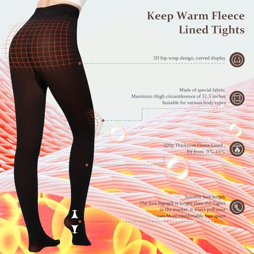Image of UISLII Fleece Lined Tights Women, Warm Pantyhose leggings Women,Fake Translucent Thermal Skin Colored Tights for Winter